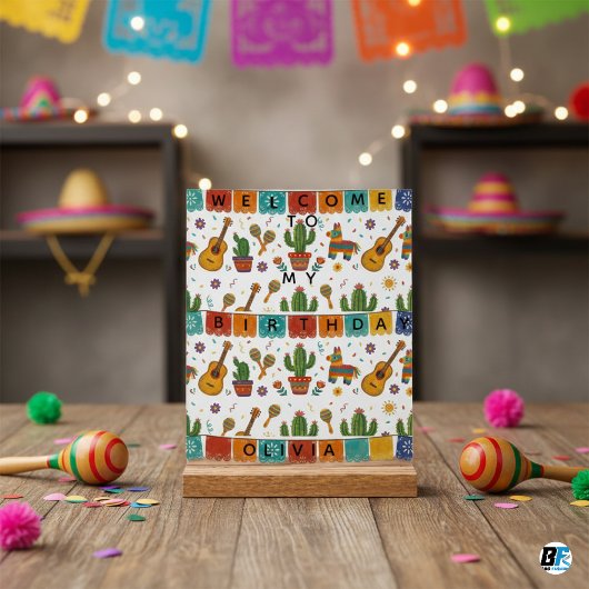 Personalized Mexican Fiesta Birthday アクリルサイン