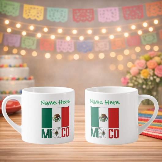 Personalized Mexico Flag Name Design エスプレッソカップ