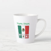 Personalized Mexico Flag Name Design カフェラテマグ (右)