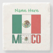 Personalized Mexico Flag Name Design ストーンコースター (正面)