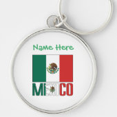 Personalized Mexico Flag Round Metal キーホルダー (正面)
