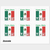 Personalized Mexico Flag Square Label スクエアシール (シート)