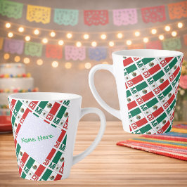 Personalized Mexico Flag Tiled カフェラテマグ