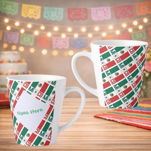 Personalized Mexico Flag Tiled カフェラテマグ