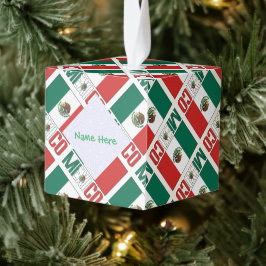 Personalized Mexico Flag Tiled キューブオーナメント