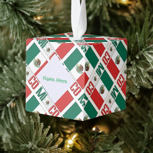Personalized Mexico Flag Tiled キューブオーナメント (ツリー)