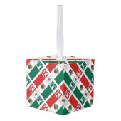 Personalized Mexico Flag Tiled キューブオーナメント (裏面アングル)