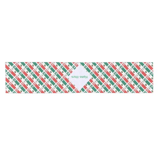 Personalized Mexico Flag Tiled ショートテーブルランナー (横)