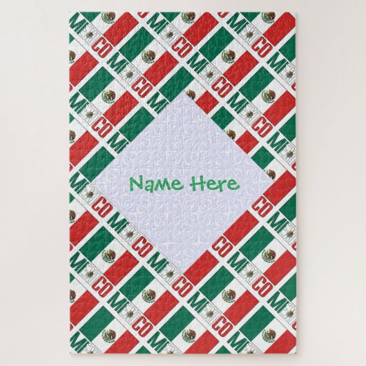 Personalized Mexico Flag Tiled ジグソーパズル (縦)