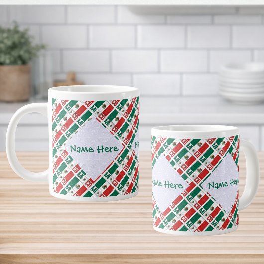 Personalized Mexico Flag Tiled ジャンボコーヒーマグカップ