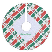 Personalized Mexico Flag Tiled フェイクリネンツリースカート (正面)