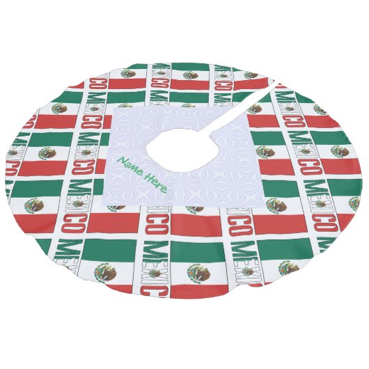 Personalized Mexico Flag Tiled フェイクリネンツリースカート (アングル)