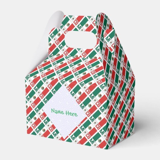 Personalized Mexico Flag Tiled Gable フェイバーボックス (正面サイド)