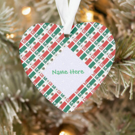 Personalized Mexico Flag Tiled Heart-Shaped オーナメント