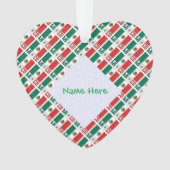 Personalized Mexico Flag Tiled Heart-Shaped オーナメント (正面)