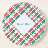 Personalized Mexico Flag Tiled Round コースター (正面)