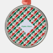 Personalized Mexico Flag Tiled Round メタルオーナメント (正面)