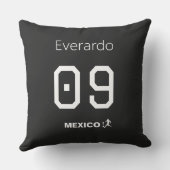 Personalized Mexico Soccer Goal Black Jersey クッション (裏面)