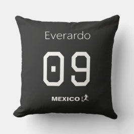 Personalized Mexico Soccer Goal Black Jersey クッション