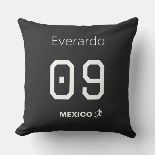 Personalized Mexico Soccer Goal Black Jersey クッション (正面)