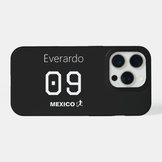 Personalized Mexico Soccer Goal Black Jersey iPhoneケース (裏面横)