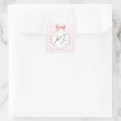 Personalized Mia Baby Girl Nursery Bow & Gingham スクエアシール (バッグ)