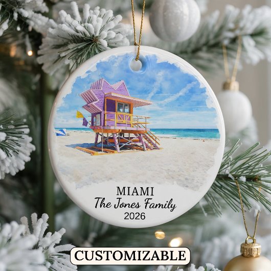 Personalized Miami Ornament, Custom Florida セラミックオーナメント
