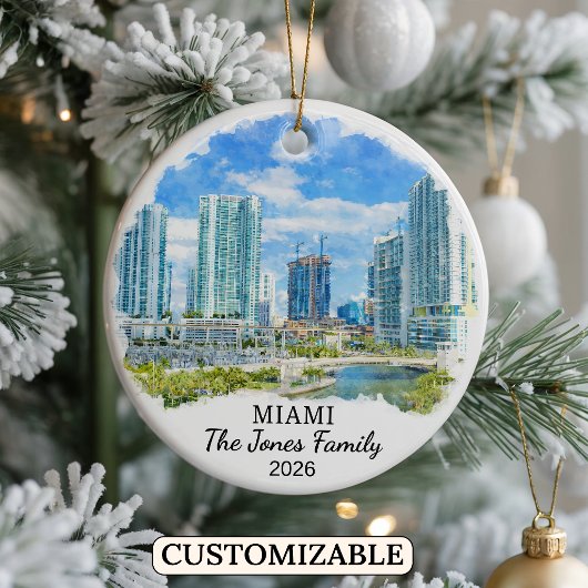 Personalized Miami Ornament, Custom Florida セラミックオーナメント
