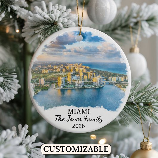 Personalized Miami Ornament, Custom Florida セラミックオーナメント