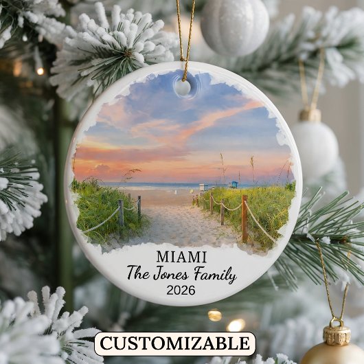 Personalized Miami Ornament, Custom Florida セラミックオーナメント