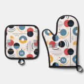 Personalized Mid Century Geometric Pattern 鍋つかみ&鍋敷きセット (正面)