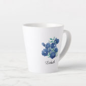 Personalized Midnight Bloom Blue Floral Latte Mug カフェラテマグ (右アングル)