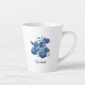 Personalized Midnight Bloom Blue Floral Latte Mug カフェラテマグ (右)
