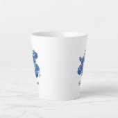 Personalized Midnight Bloom Blue Floral Latte Mug カフェラテマグ (正面)