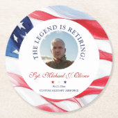 Personalized Military Retirement Soldier Photo ラウンドペーパーコースター (正面)