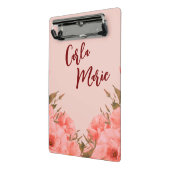 Personalized Mini Clipboard | Pink Floral Design ミニクリップボード (アングル2)