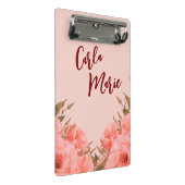 Personalized Mini Clipboard | Pink Floral Design ミニクリップボード (アングル)