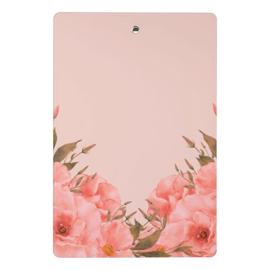 Personalized Mini Clipboard | Pink Floral Design ミニクリップボード (裏面)