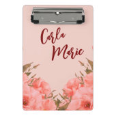 Personalized Mini Clipboard | Pink Floral Design ミニクリップボード (正面)