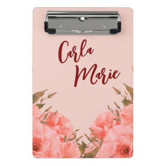 Personalized Mini Clipboard | Pink Floral Design ミニクリップボード