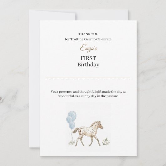 Personalized Miniature Horse Thank You Card 招待状 (正面)