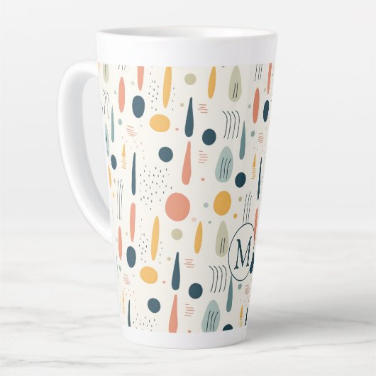 Personalized Minimal Abstract Boho Pastel Colors カフェラテマグ (左アングル)