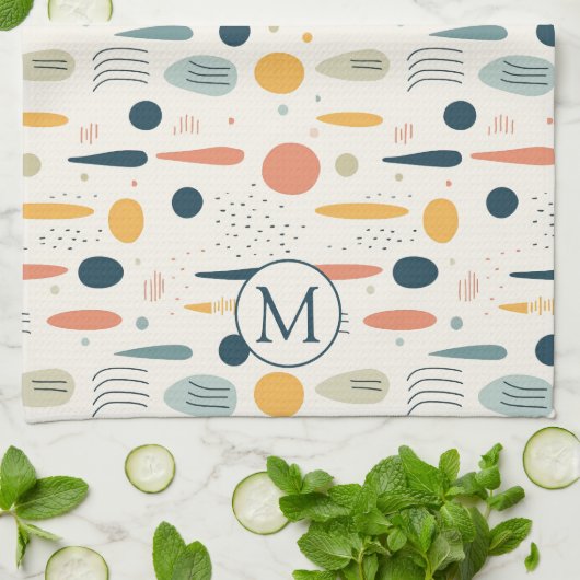 Personalized Minimal Abstract Boho Pastel Colors キッチンタオル (折り畳み)