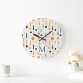 Personalized Minimal Abstract Boho Pastel Colors ラージ壁時計 (ホーム)