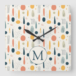 Personalized Minimal Abstract Boho Pastel Colors P スクエア壁時計