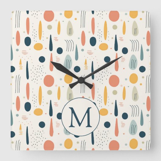 Personalized Minimal Abstract Boho Pastel Colors P スクエア壁時計 (正面)