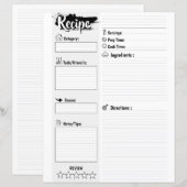 Personalized Minimal Basic Blank Recipe Page Sheet (正面/裏面)