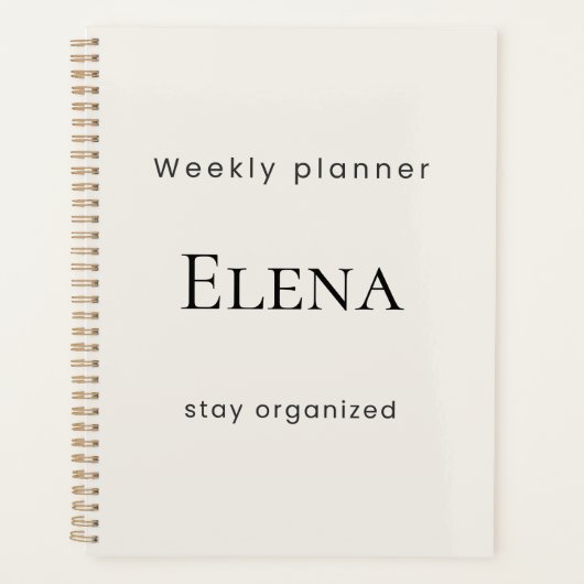 Personalized Minimal Beige Weekly Planner プランナー手帳 (正面)