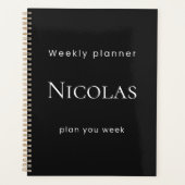 Personalized Minimal Black Weekly Planner プランナー手帳 (正面)