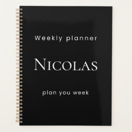 Personalized Minimal Black Weekly Planner プランナー手帳